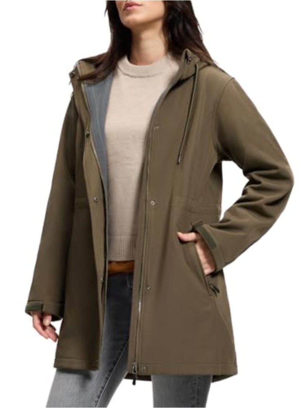 Waterproof Fleece Lined Rain Jacket Hooded Windbreaker Softshell Coat